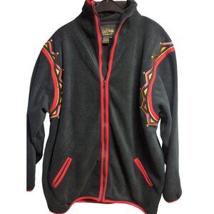 Vintage Bob Mackie Size S Womens Embroidered Fleece Full Zip Jacket Oversized